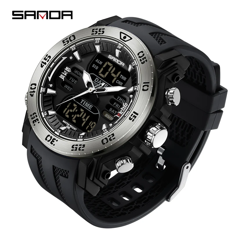 SANDA Luxury Original Men Sports Wrist Watch Gold Quartz Steel Waterproof Dual Display Clock Watches Relogio Masculino 6029
SANDA Luxury Original Men Sports Wrist Watch Gold Quartz Steel Waterproof Dual Display Clock Watches Relogio Masculino 6029