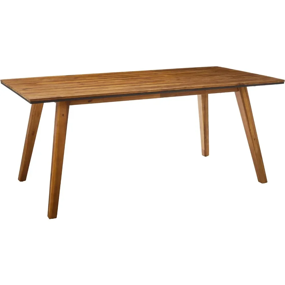 Outdoor 71" Acacia Wood Dining Table, Teak Finish, 34.5"D x 70.75"W x 30"H Wipe clean with a dry cloth,when needed Rustic Metal
Outdoor 71" Acacia Wood Dining Table, Teak Finish, 34.5"D x 70.75"W x 30"H Wipe clean with a dry cloth,when needed Rustic Metal