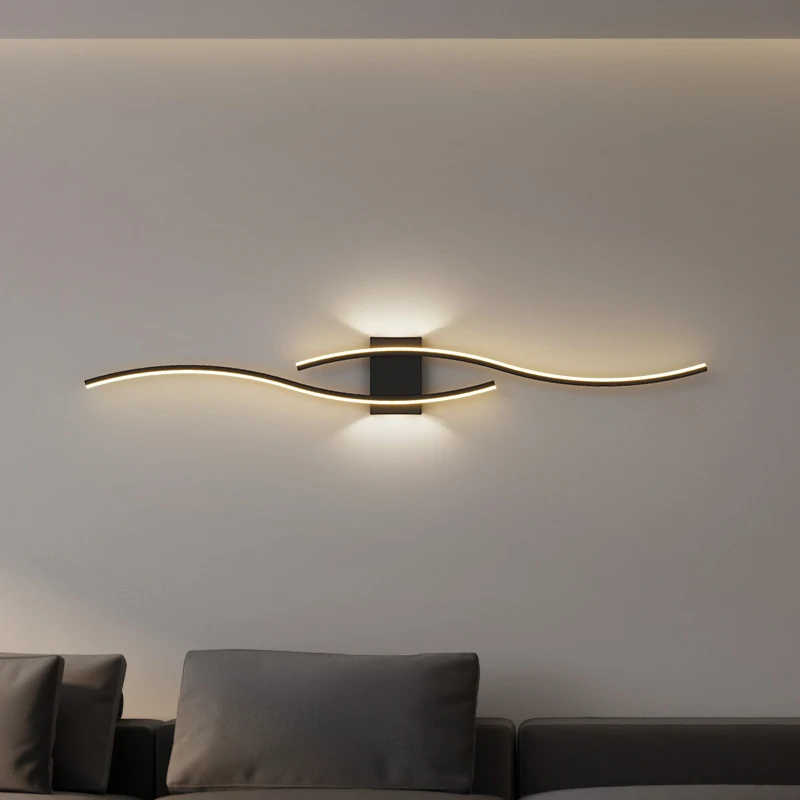 

Creative Iron Living Room Wall Lights Minimalist LED Strip Wall Lamps Modern Bedroom Bedside Lamp Study Staircase Corridor Light