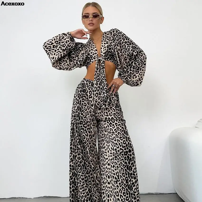 Женский Повседневный костюм с принтом, рубашка с V-образным вырезом и рукавами-фонариками, брюки с широкими штанинами, осень
Женский Повседневный костюм с принтом, рубашка с V-образным вырезом и рукавами-фонариками, брюки с широкими штанинами, осень