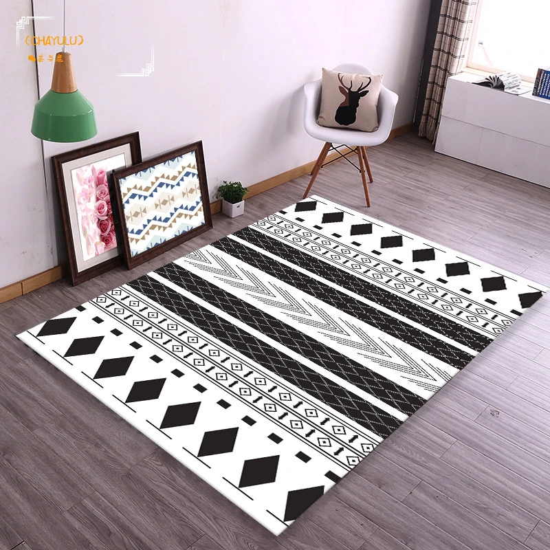 

2022 European Geometric Black and White Carpet Area Rug for Bedroom Livingroom Kitchen Baths Tapete Anti-Slip Home Large Carpet