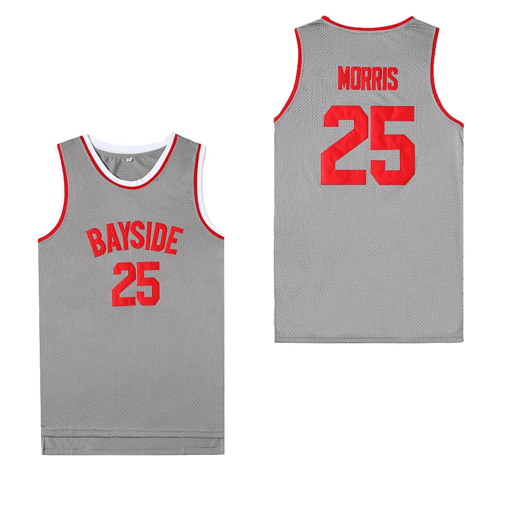 

Basketball Jerseys Bayside 25 Zack Morris Jersey Sewing Embroidery Outdoor Sports Hip Hop Breathable High-quality Grey New 2023