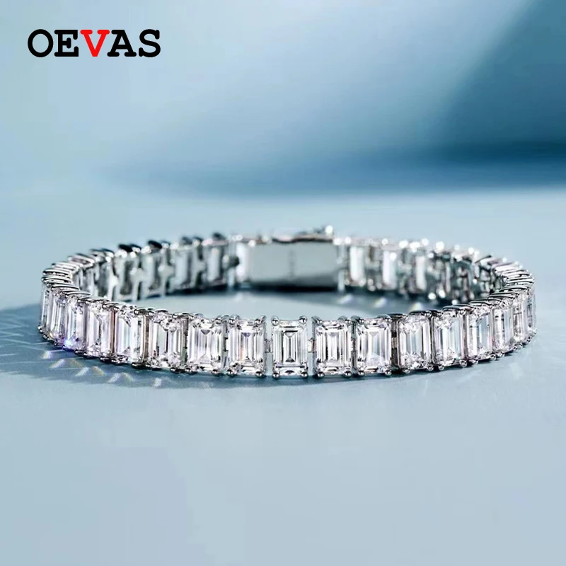 OEVAS 100% 925 Sterling Silver 4*6mm Emerald Cut High Carbon Diamond Bracelets For Women Engagement Wedding Party Fine Jewelry
OEVAS 100% 925 Sterling Silver 4*6mm Emerald Cut High Carbon Diamond Bracelets For Women Engagement Wedding Party Fine Jewelry