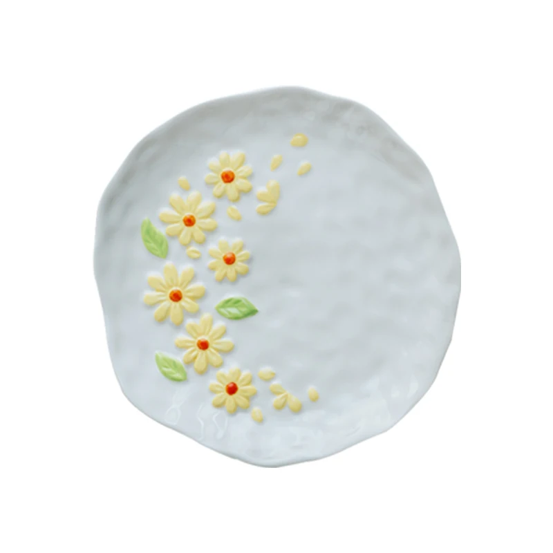 Irregular Shape Three-Dimensional Relief Little Daisy Plate Dish Plate Creative Ceramic Fresh Western Cuisine Plate
Irregular Shape Three-Dimensional Relief Little Daisy Plate Dish Plate Creative Ceramic Fresh Western Cuisine Plate