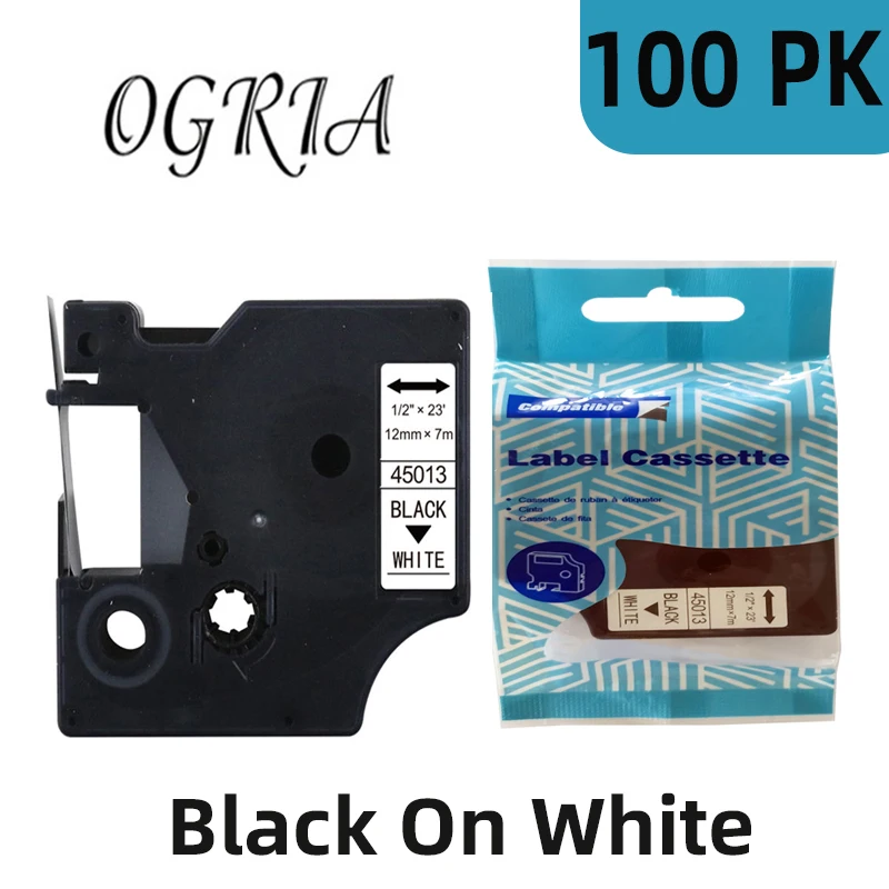 100 PC 12mm 45013 Black on White For Dymo D1 45013 Label Tapes Compatible for Dymo Label Manager 160 280 210 450 LM160 Maker
100 PC 12mm 45013 Black on White For Dymo D1 45013 Label Tapes Compatible for Dymo Label Manager 160 280 210 450 LM160 Maker