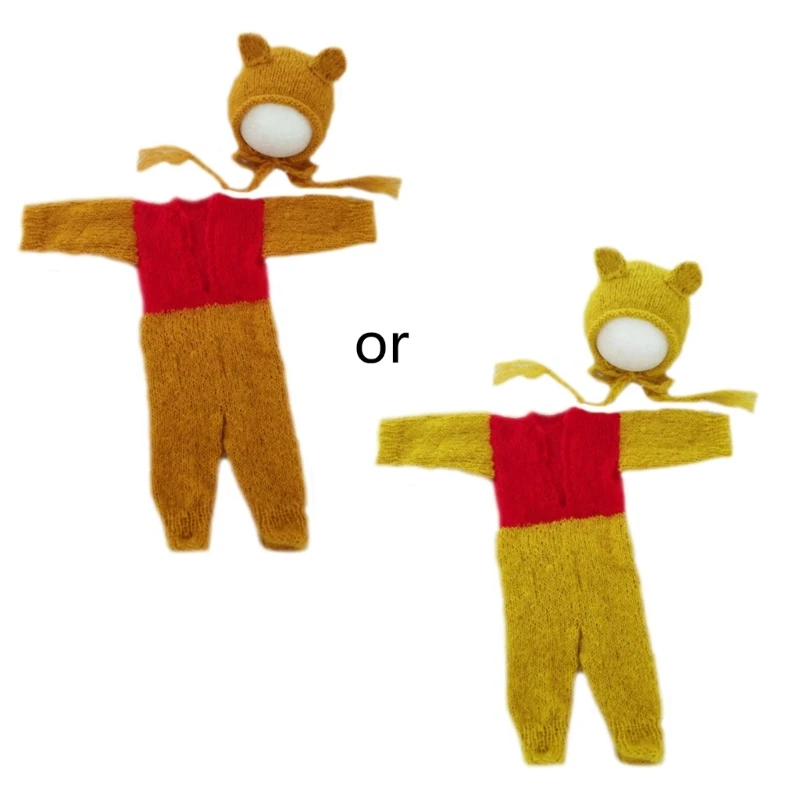 

Newborn Bear Costume Photoshooting Clothes Hat Coveralls Baby Outfit Bear Pajama Dropship