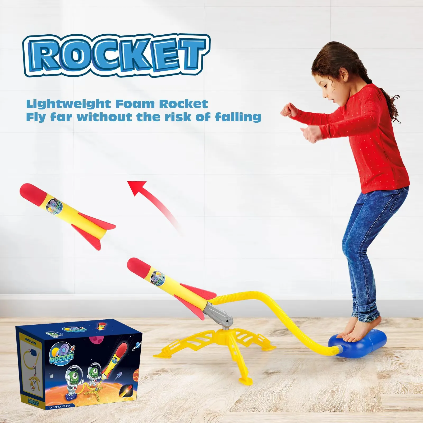 

Children Air Stomp Rocket Launcher Toy Flying Foam Rockets Foot Pump Jump Pressed Outdoor Interactive Game for Kids Boys
