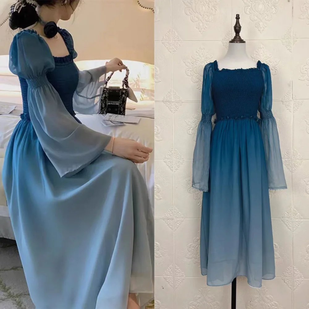 eGood Summer Dress Blue Princess Skirt Elegant Robe Lady Vintage Square Neck Skirt Y2K Fashion Women Wear Party Evening Dresses
eGood Summer Dress Blue Princess Skirt Elegant Robe Lady Vintage Square Neck Skirt Y2K Fashion Women Wear Party Evening Dresses