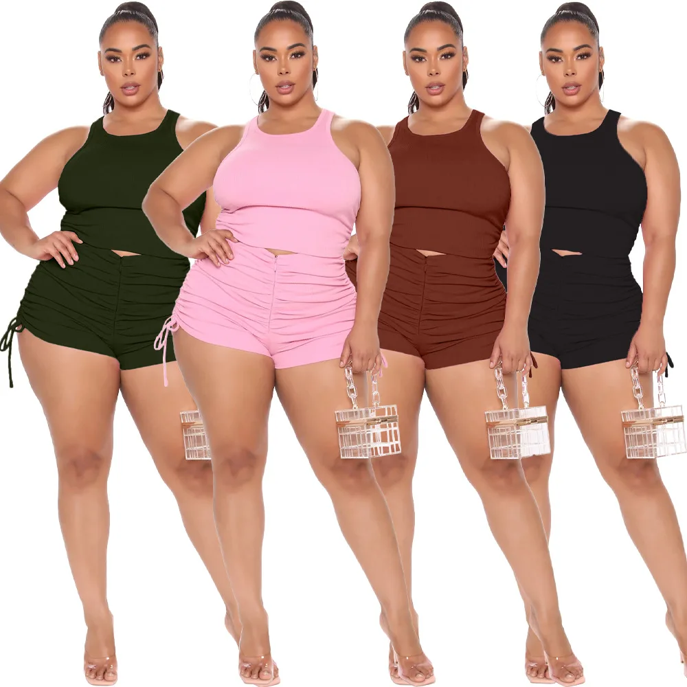 Casual Tank Tops Plus Size Pleat 2 Piece Short Pants Sets Womens Shorts Outfits Tracksuits Drawstring Summer Clothing For Women
Casual Tank Tops Plus Size Pleat 2 Piece Short Pants Sets Womens Shorts Outfits Tracksuits Drawstring Summer Clothing For Women