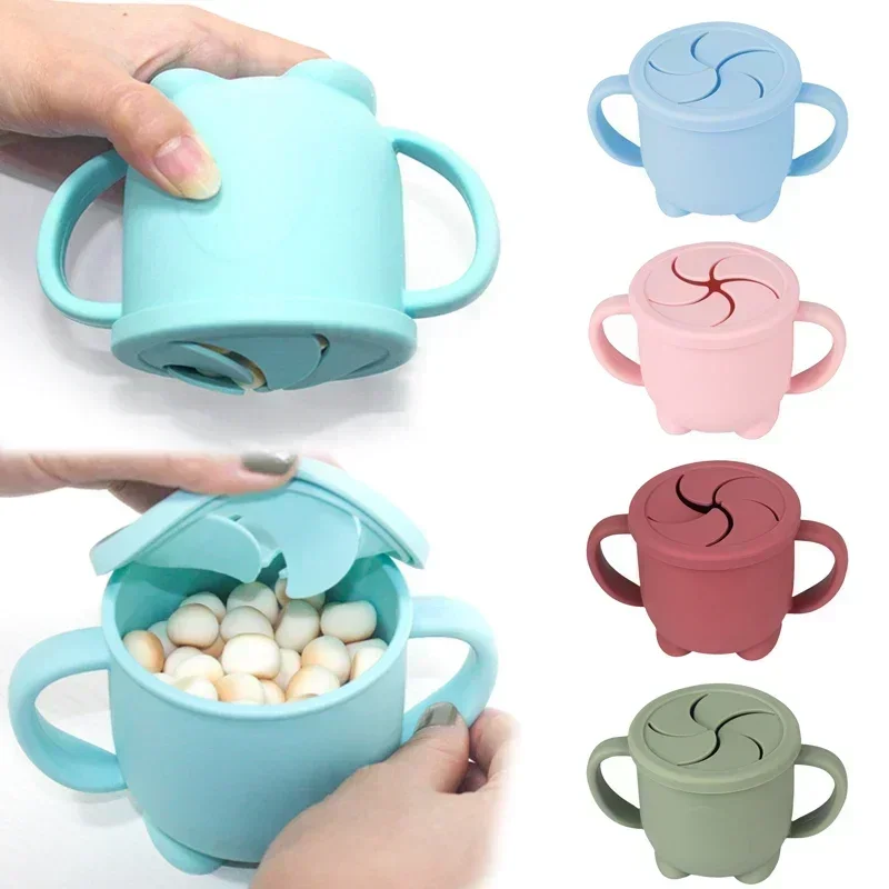 

Kids Cup Silicone Food Storage Box Solid Color Baby Snack Cup Portable Children Snacks Container with Lid Scale BPA Free 200ml