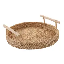 Anti-deformed Convenient Enjoy Refreshments Wicker Serving Tray for Restaurant Anti-deformed Convenient Enjoy Refreshments Wicker Serving Tray for Restaurant