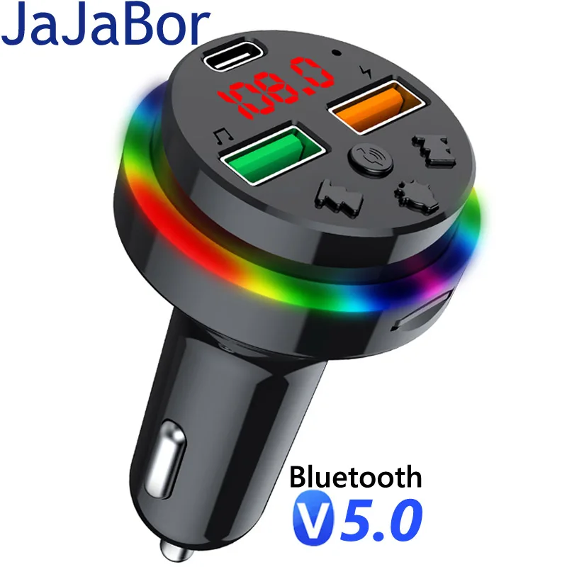 

Автомобильный fm-передатчик JaJaBor цветной светильник 3.1A двойной USB PD 25 Вт Быстрая зарядка MP3-плеер Автомобильный Bluetooth 5,0 комплект громкой связи