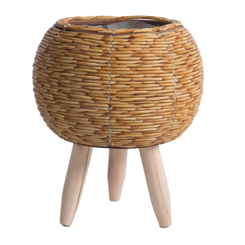 Vintage Imitation Rattan Woven Flower Shelf Planters Handmade Storage Basket With Wooden Legs Plant Pot Stand Holder Durable
Vintage Imitation Rattan Woven Flower Shelf Planters Handmade Storage Basket With Wooden Legs Plant Pot Stand Holder Durable