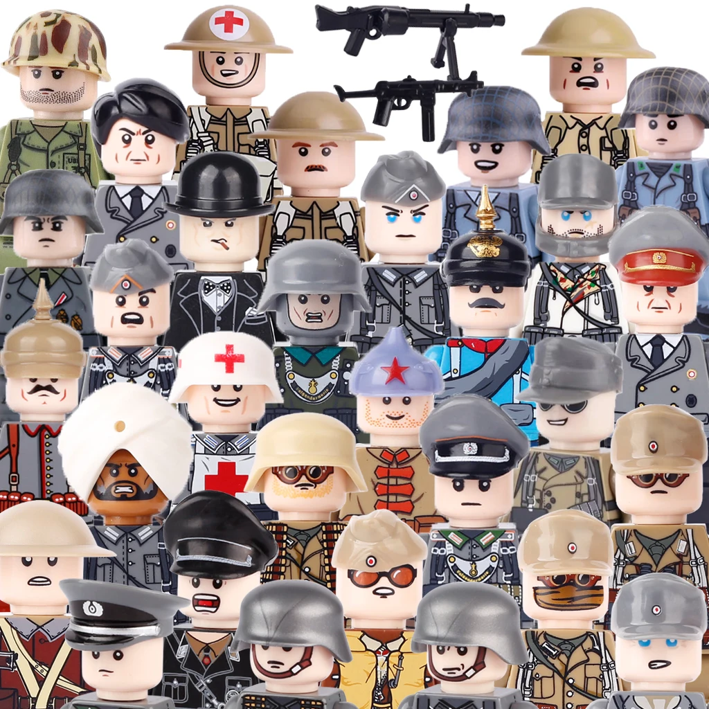 

Конструктор MOC WW2 военный медицинский немецкий британский, фигурки-конструкторы, солдат, пехота, пилот, армия, оружие, шлем, игрушки для детей