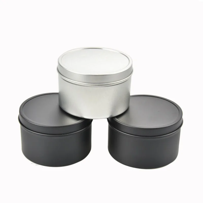 

24pcs 8oz Candle Pots Silver Accessory Tin Metal Cans Empty Cosmetic Refillable Flower Tea Jars 80x52mm Food Storage Containers