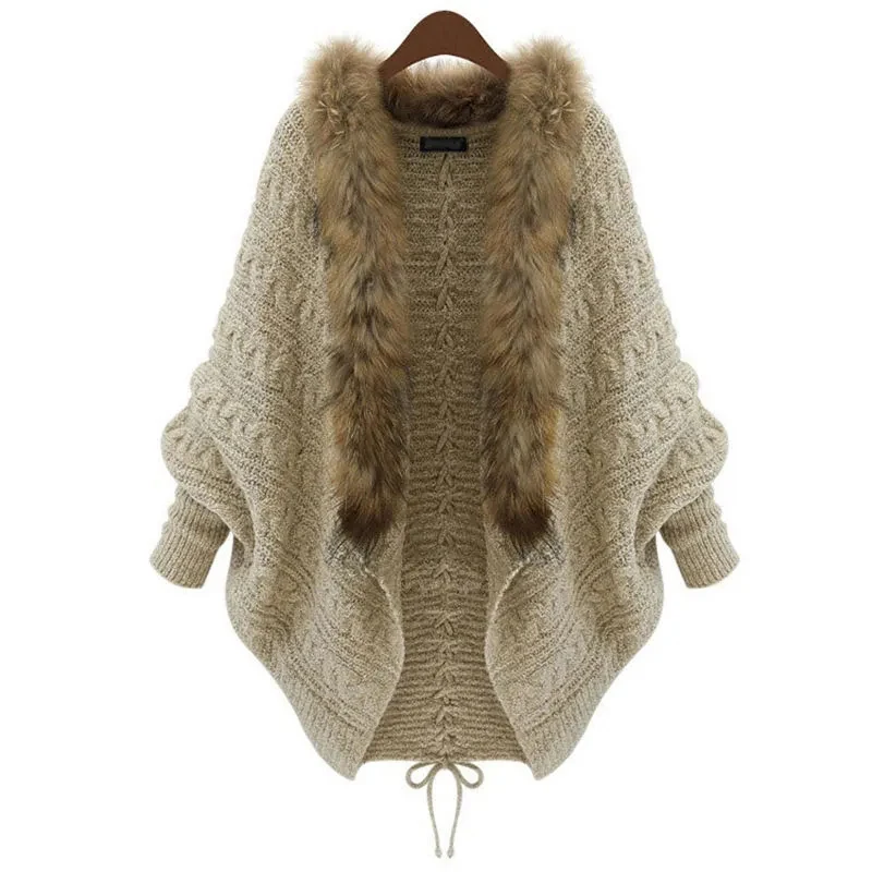 Zoki Fur Neck Knitted Cardigan Women Autumn Winter Thick Warm Loose Streetwear Casual Sweater Vintage Bandage Solid Coat Sweater
Zoki Fur Neck Knitted Cardigan Women Autumn Winter Thick Warm Loose Streetwear Casual Sweater Vintage Bandage Solid Coat Sweater
