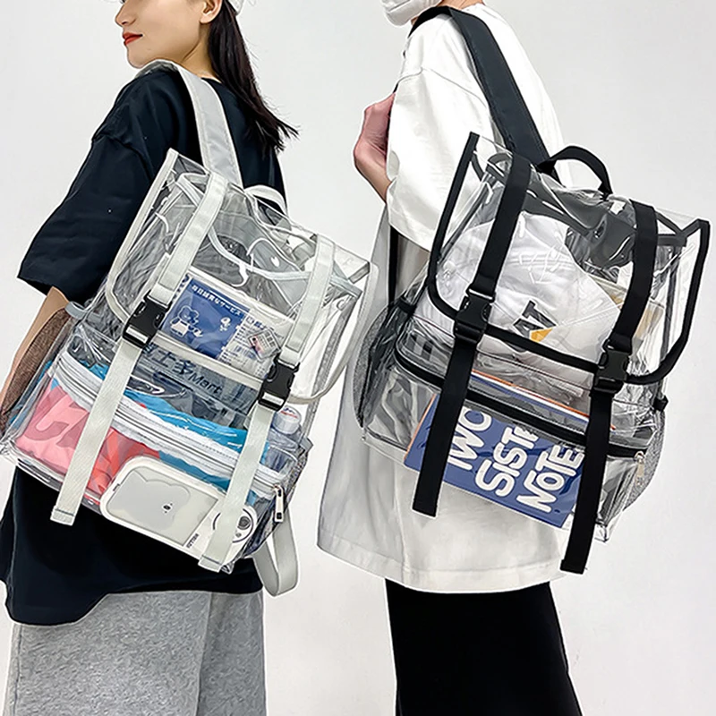 

Водонепроницаемый мужской рюкзак для плавания, прозрачный ранец из ПВХ для женщин, большая сумка на ремне через плечо, Студенческая сумка для ноутбука