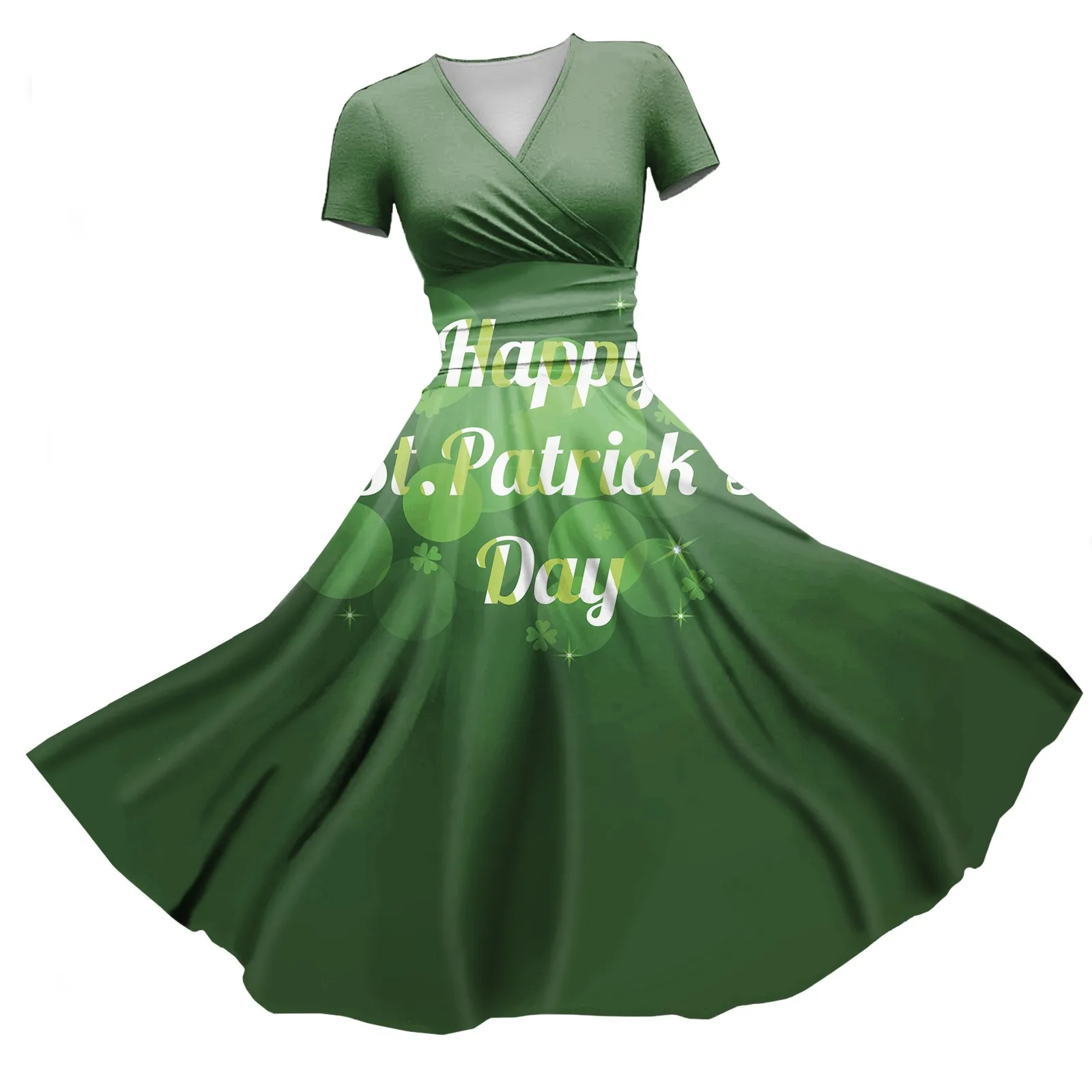 Ladies Princess Dress Sexy V-Neck St. Patrick'S Day Printed Waist Pulled Ruffle Short Sleeve Dress Elegant Dresses For Women
Ladies Princess Dress Sexy V-Neck St. Patrick'S Day Printed Waist Pulled Ruffle Short Sleeve Dress Elegant Dresses For Women