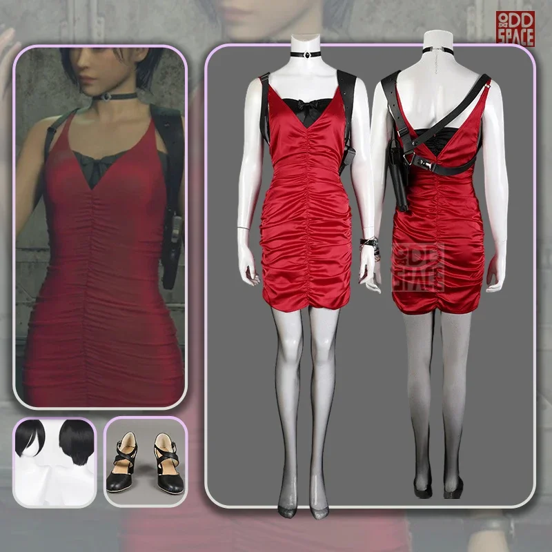 

Ada Wong Cosplay Costume Game Evil 4 Remake Cosplay Adult Women Sexy Dress Wig Halloween Carnival Outfits Role Playing Gifts