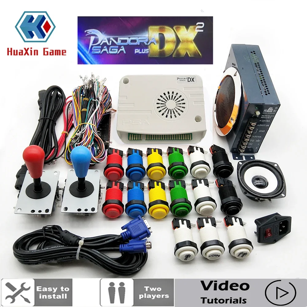 

9800 Arcade Machine Cabinet Bundle Original Pandora Saga DX Game Console Set with HAPP Push Button Copy SANWA 8 Way Joysticks