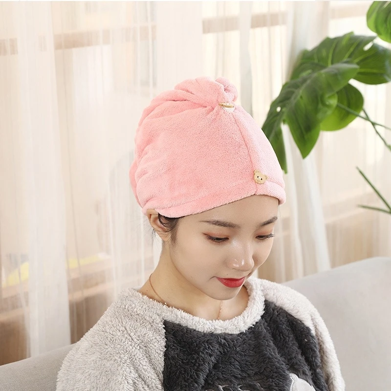 

2 layers Strong absorbent girl's magic microfiber shower cap bath towel cap women dry hair cap quick dry soft women's headscarf