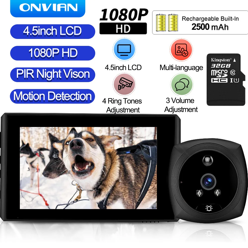Onvian 1080P HD Door Camera 4.5Inch LCD Video Doorbell PIR Night Vison Smart Home Motion Detection Waterproof Casa Inteligente
Onvian 1080P HD Door Camera 4.5Inch LCD Video Doorbell PIR Night Vison Smart Home Motion Detection Waterproof Casa Inteligente