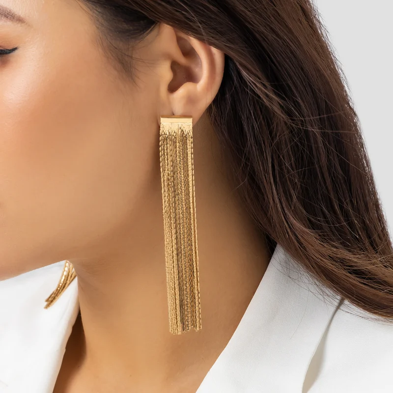 Modern Jewelry Hot Sale Metallic Gold Color Chain Tassel Earrings For Women Female Party Gift Accessories Dropshipping
Modern Jewelry Hot Sale Metallic Gold Color Chain Tassel Earrings For Women Female Party Gift Accessories Dropshipping