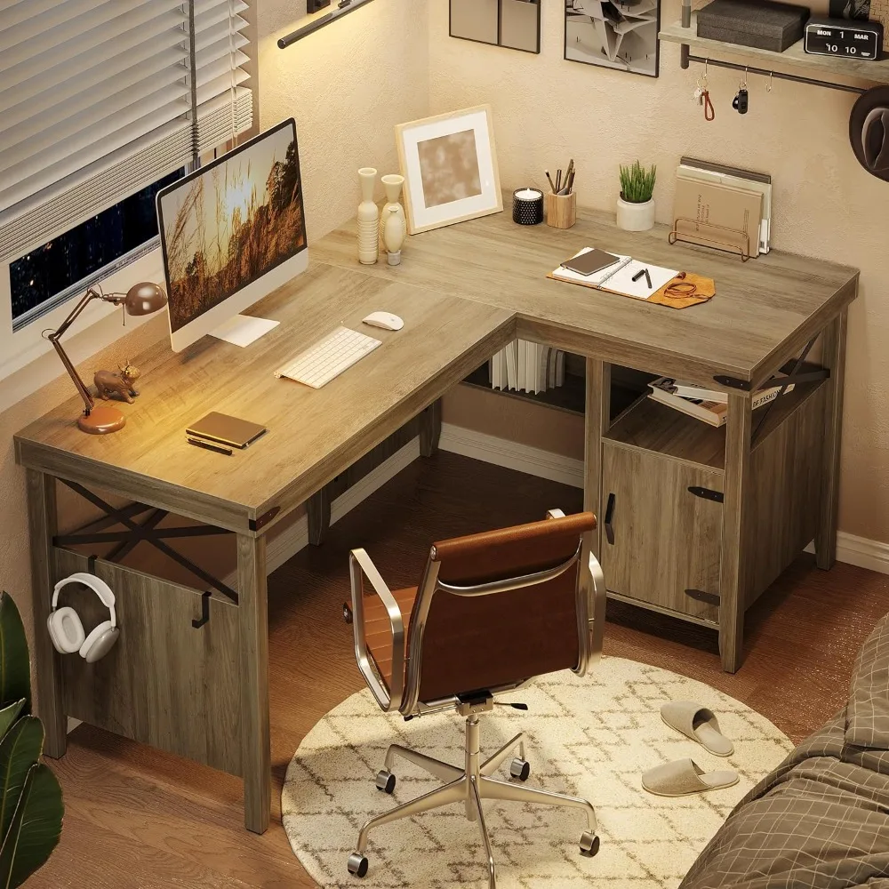 Bestier L Shaped Desk for Home Office, Farmhouse Computer Desk with Storage Cabinet, Office Desk with Bookshelf, 2 Person Comput
Bestier L Shaped Desk for Home Office, Farmhouse Computer Desk with Storage Cabinet, Office Desk with Bookshelf, 2 Person Comput