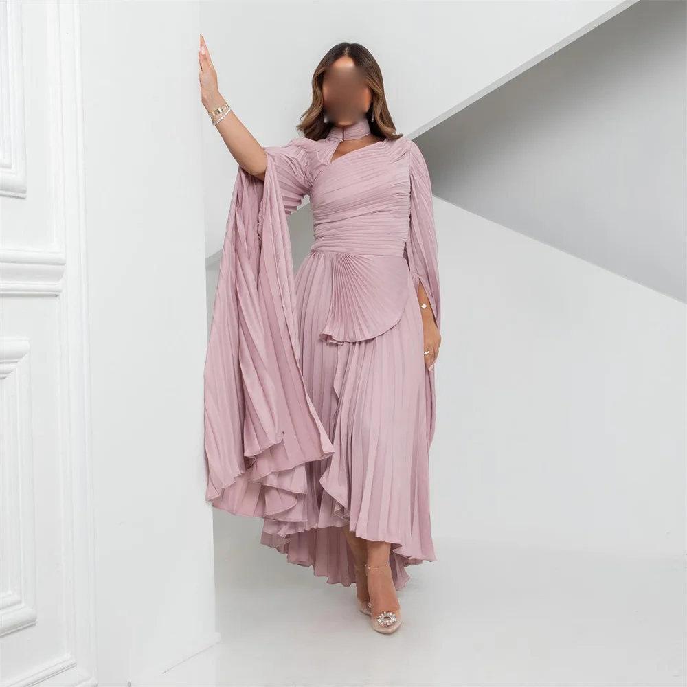 MINGLAN High Neck Elegant Half Sleeve Pleat A Line Long Evening Dress For Woman High Side Slit Floor Length Prom Gown New
MINGLAN High Neck Elegant Half Sleeve Pleat A Line Long Evening Dress For Woman High Side Slit Floor Length Prom Gown New