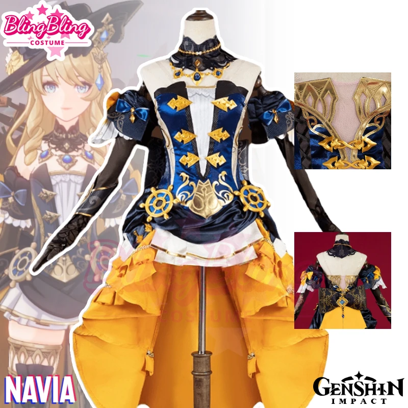 Костюм для косплея игры «Genshin Impact Navia», длинный королевский костюм для косплея и парик «Navia»
Костюм для косплея игры «Genshin Impact Navia», длинный королевский костюм для косплея и парик «Navia»
