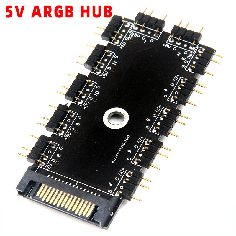 

11 in 1 RGB LED Hub SATA Cooling Fan Power Supply Cable Splitter Computer Motherboard for Aura 5V 3pin Expand Adapter