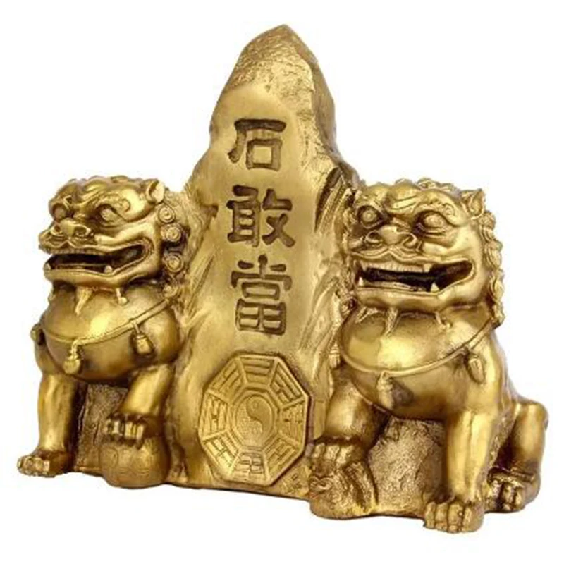 

Animal Decoration, Pure Copper, Taishan Stone Dare, Ornaments, Double Lion, Town House, Phlegm, Feng Shui, Copper Lion, Crafts