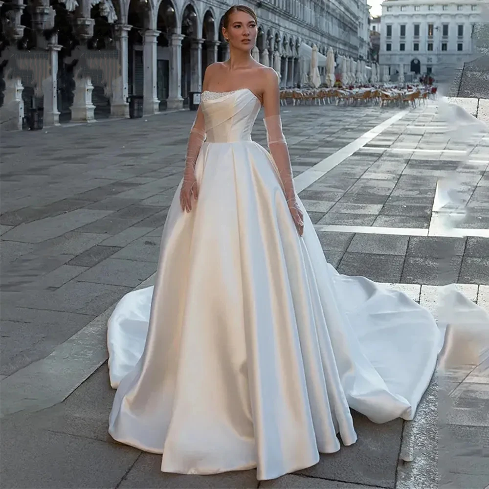 2024 Gorgeous Satin Wedding Dresses Elegant Off The Shoulder Sleeveless Train Floor-Length Fluffy Princess Style Robe De Marié
2024 Gorgeous Satin Wedding Dresses Elegant Off The Shoulder Sleeveless Train Floor-Length Fluffy Princess Style Robe De Marié
