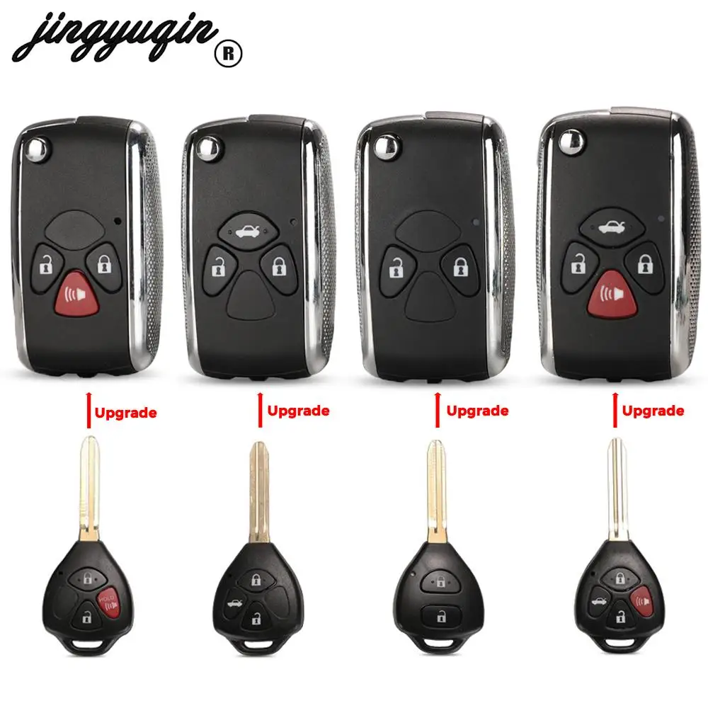 

jingyuqin Modified Flip Folding Remote Car Key Case Shell for Toyota Camry RAV4 Corolla PRADO YARIS 2/3/4 Button Replacement