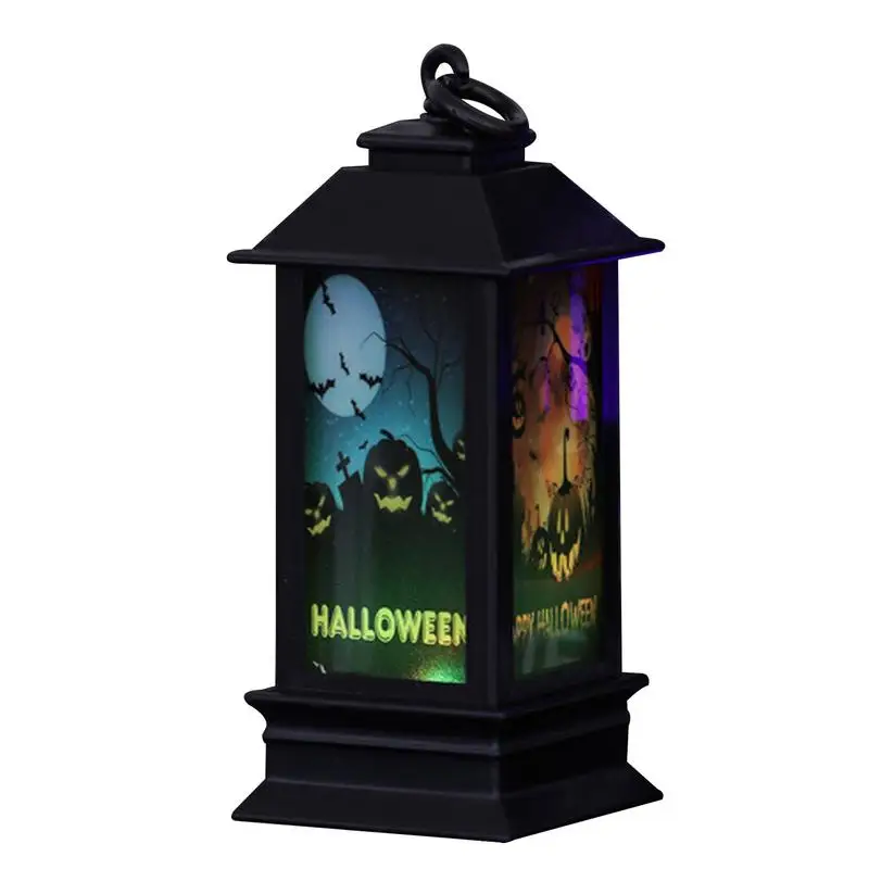 

Mini Halloween LED Lantern Portable Festive Decorative Lanterns Spooky Skeleton Bat Pumpkin Castle Pumpkin Lights For Indoor