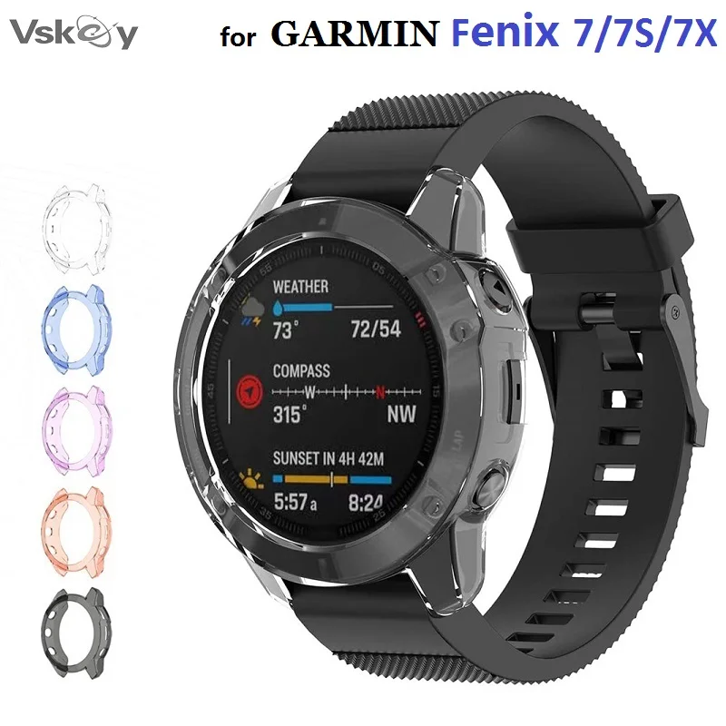 

100PCS Protective Case for Garmin Fenix 7X 7S 7 Sapphire Solar Smart Watch Soft TPU Bumper Anti-Scratch Cover Protector Shell