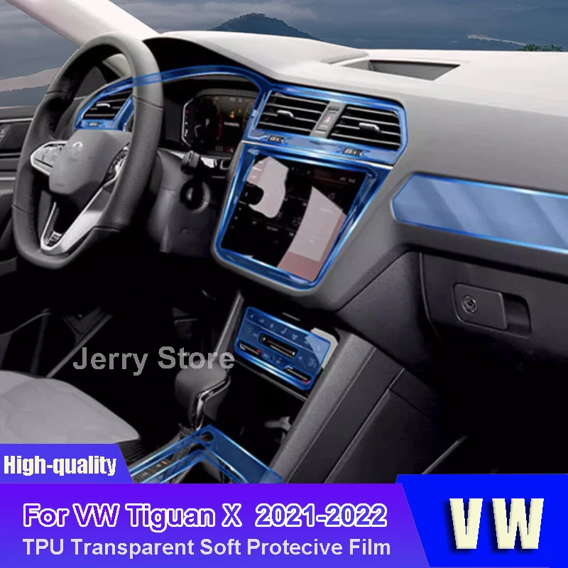 

For VW Tiguan X (2021-2022) Car Interior Center Console Transparent TPU Protective Film Anti-scratch Repair Car Stickers