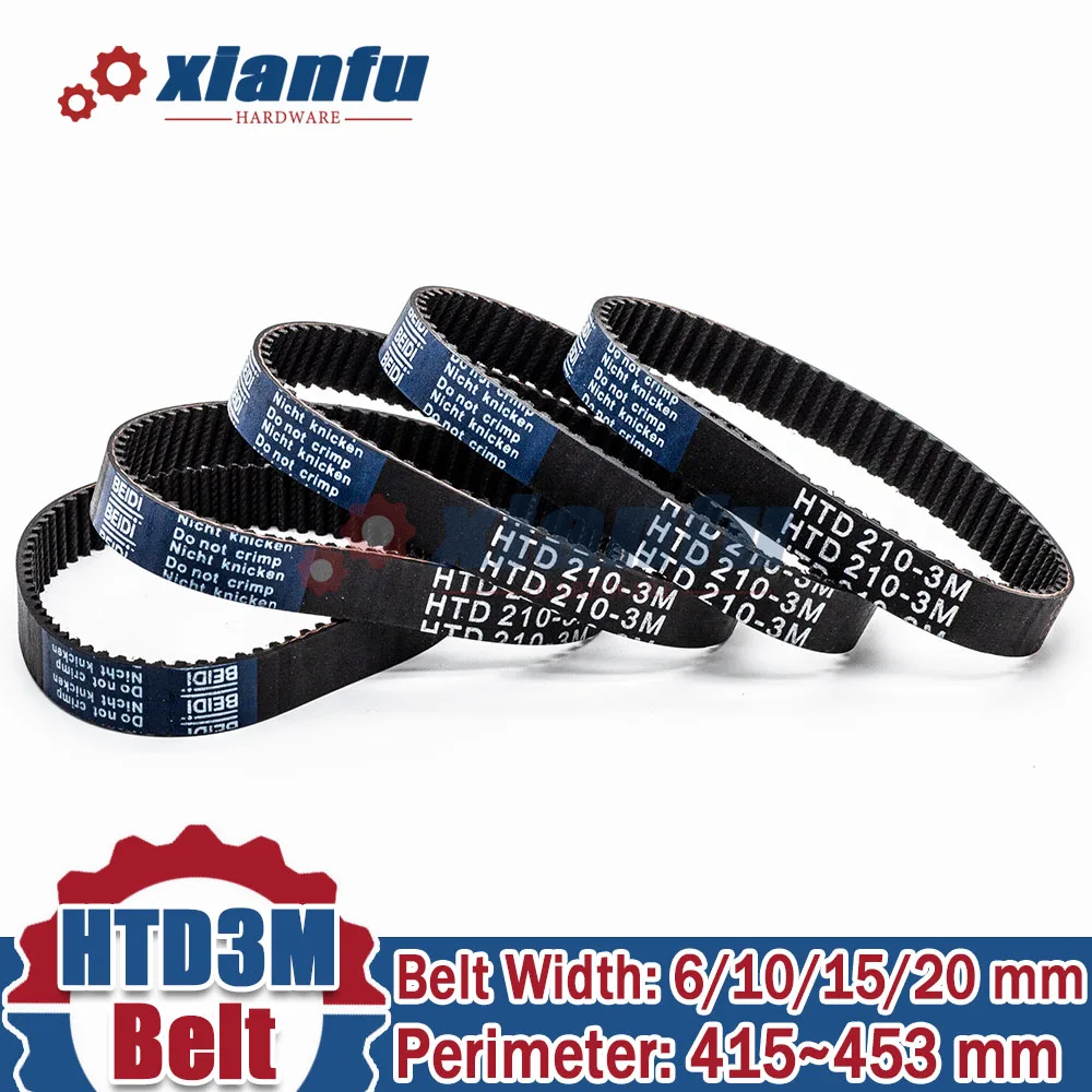 

HTD 3M Timing Belt Closed Loop Rubber Perimeter Lp=414 417 420 423 426 429 432 435 438 441 444 447 450 453mm Width 6/10/15/20mm