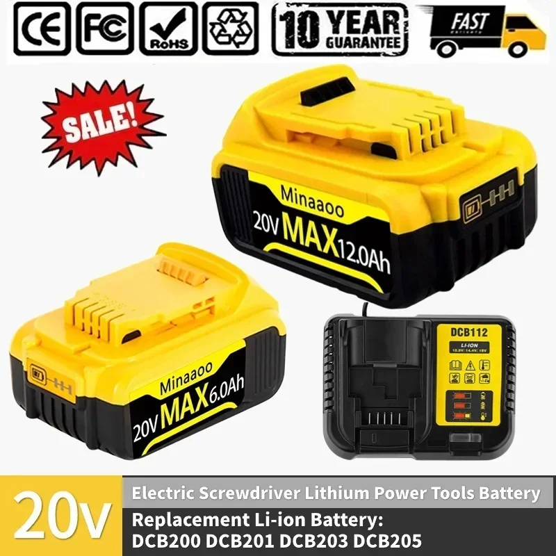 Upgraded Rechargeable Batteries for DeWalt, DCB205 DCB201 DCB203 Battery Compatible, 20V 12.0Ah Li-ion Replacement
Upgraded Rechargeable Batteries for DeWalt, DCB205 DCB201 DCB203 Battery Compatible, 20V 12.0Ah Li-ion Replacement