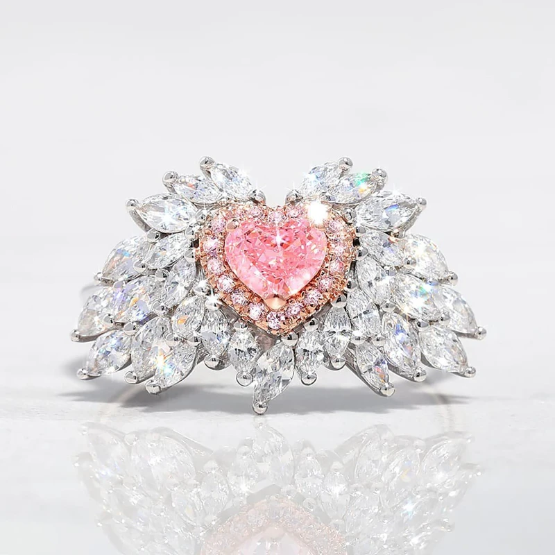2022 New Love Shaped Pink Diamond Ring Fingers Set with Imitation Natural Argyle Pink Diamond Jewelry Luxury Bridal Wedding Ring
2022 New Love Shaped Pink Diamond Ring Fingers Set with Imitation Natural Argyle Pink Diamond Jewelry Luxury Bridal Wedding Ring