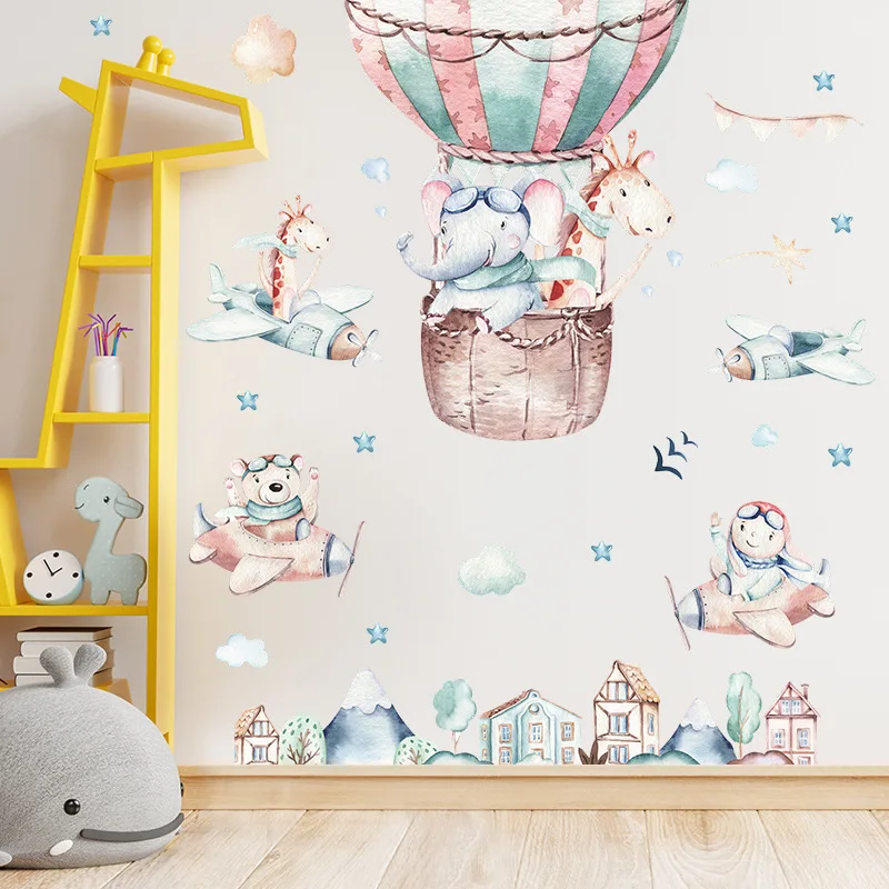 Cartoon Animals Hot air Balloon Wall Stickers for Children Kids room Nursery Wall Decor Removable Elephant Wall Decals Murals
Cartoon Animals Hot air Balloon Wall Stickers for Children Kids room Nursery Wall Decor Removable Elephant Wall Decals Murals