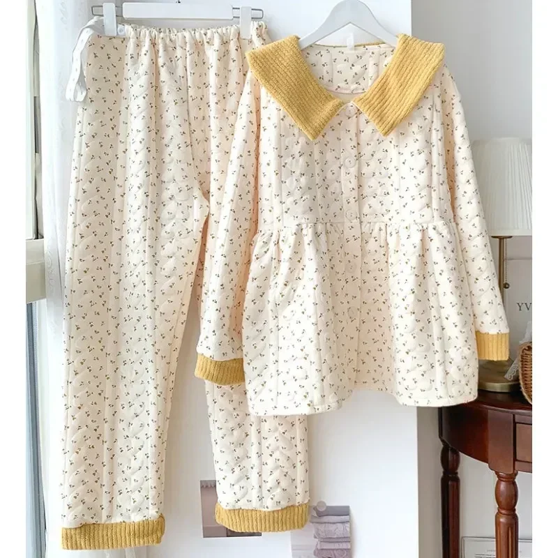 

Sleepwear 2023 Women Winter Air Homewear Autumn Breastfeeding Postpartum New Pure Cotton Pajamas Pregnant Warm Loungewear