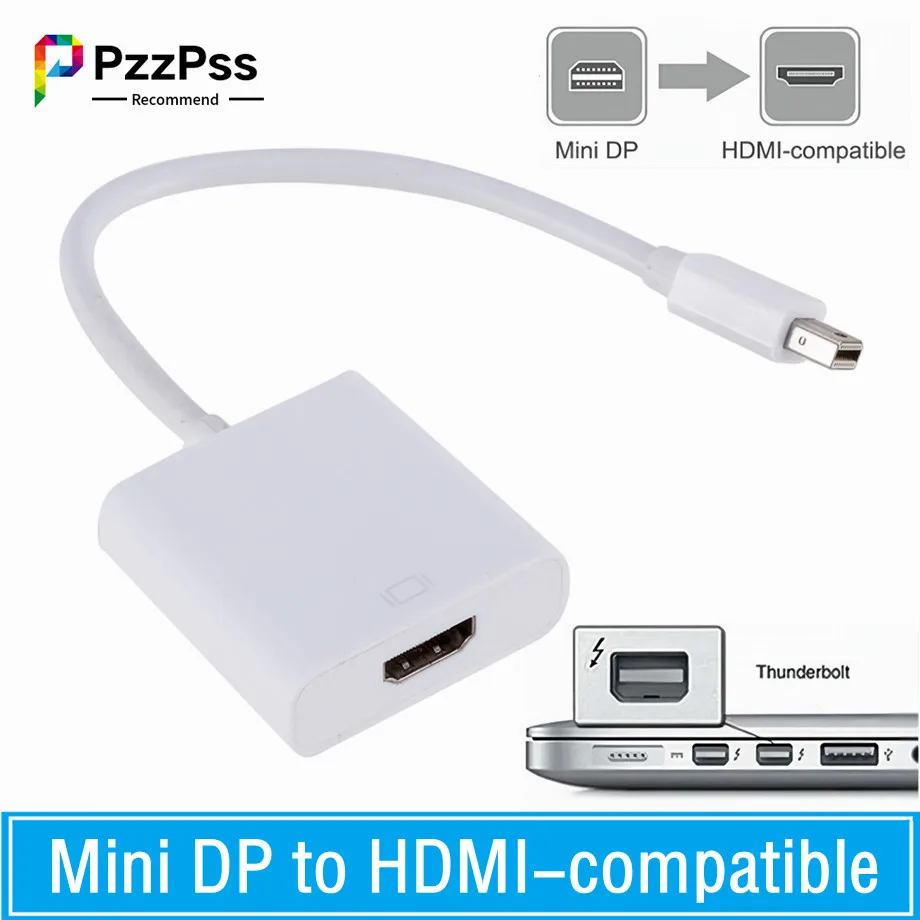 

PzzPss High Quality Thunderbolt Mini DisplayPort Display Port DP to HDMI-compatible Adapter Cable For Apple Mac Macbook Pro Air