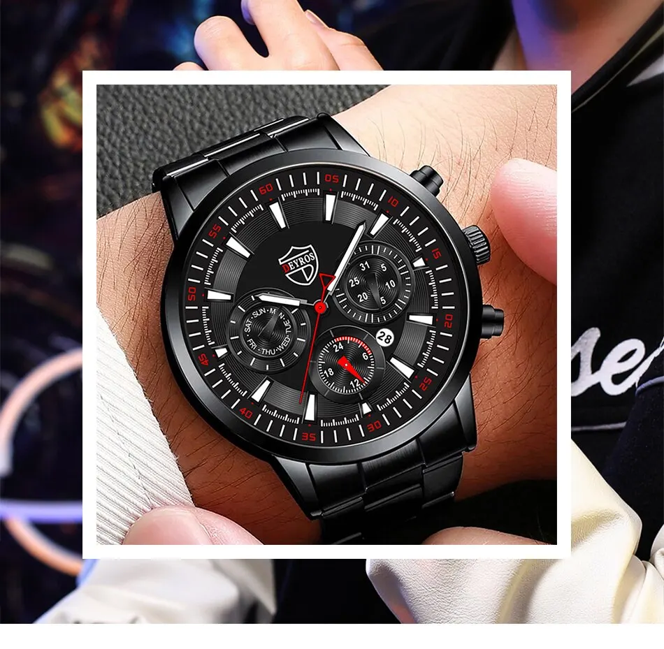 Fashion Men's Watches Business Stainless Steel Quartz Wrist Watch Male Casual Date Luminous Leather Bracelet Clock Fashion Men's Watches Business Stainless Steel Quartz Wrist Watch Male Casual Date Luminous Leather Bracelet Clock