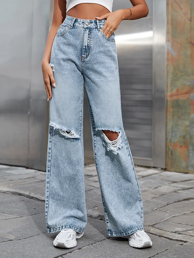 2023 Fall High Waist Straight Women's Ripped Jeans Women New Blue Denim Trousers Fashion Streetwear Wide Leg Baggy Pants Casual
2023 Fall High Waist Straight Women's Ripped Jeans Women New Blue Denim Trousers Fashion Streetwear Wide Leg Baggy Pants Casual