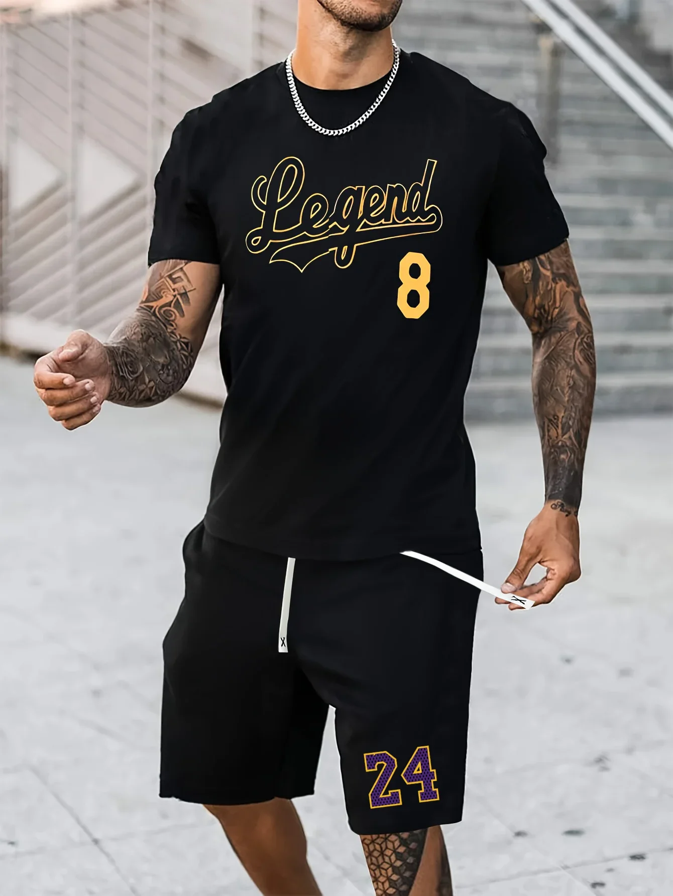 High Quality Handsome Sweatshirt Suit For Men Quick Dry short sleeved T-shirt and Shorts Set Men Printing Casual Outfits Summer
High Quality Handsome Sweatshirt Suit For Men Quick Dry short sleeved T-shirt and Shorts Set Men Printing Casual Outfits Summer