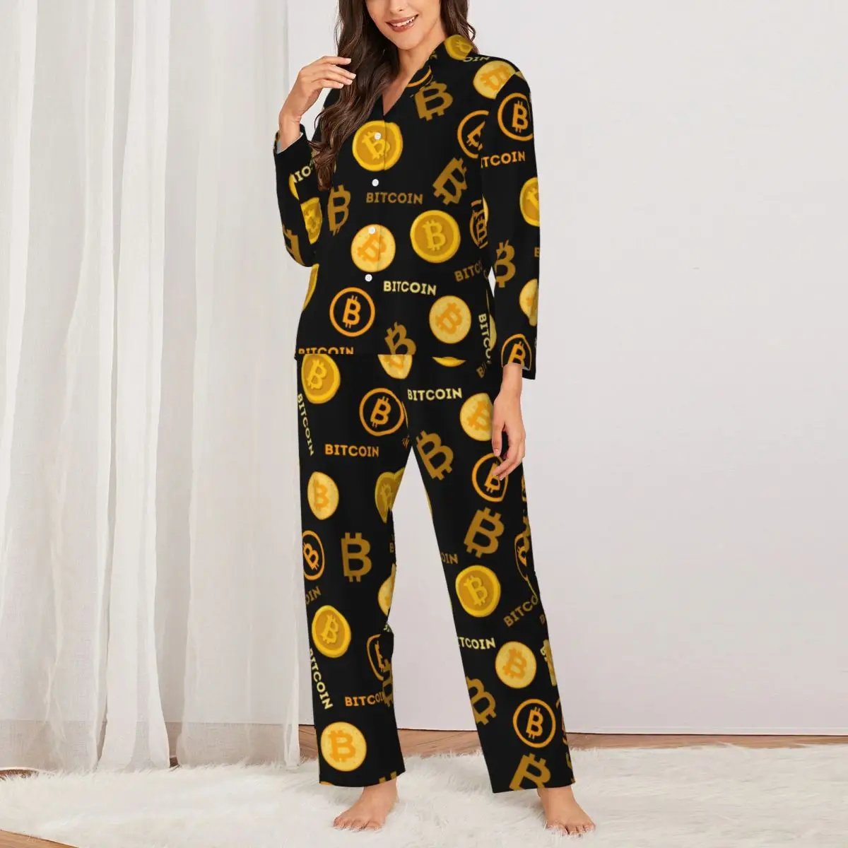 Крутая Пижама с биткоином, женский Принт с золотой монеткой, Милая модель, осень, 2 предмета, свободные, большие размеры, индивидуальные пижамные комплекты
Крутая Пижама с биткоином, женский Принт с золотой монеткой, Милая модель, осень, 2 предмета, свободные, большие размеры, индивидуальные пижамные комплекты