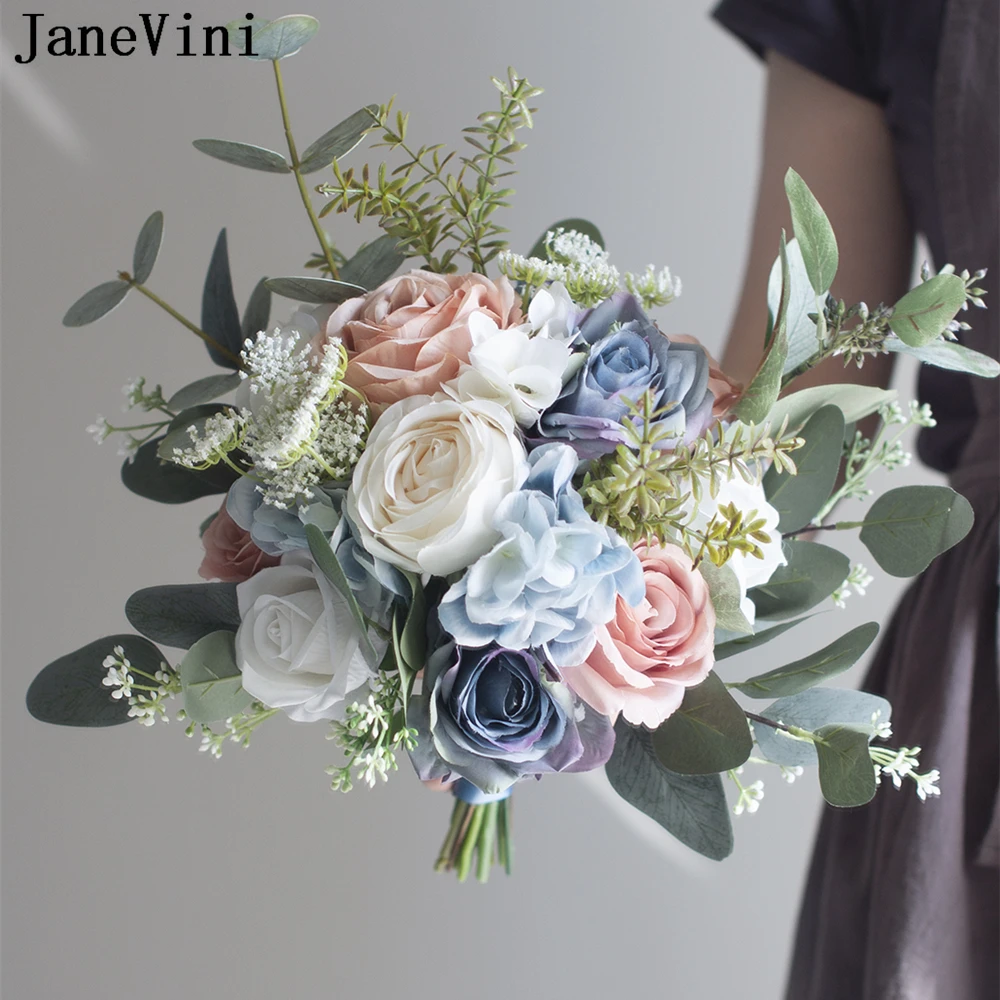 JaneVini Dusty Blue Flowers Artificial Wedding Bouquet for Bride Silk Rose Pink Eucalyptus Bridal Bouquets Wedding Decoration
JaneVini Dusty Blue Flowers Artificial Wedding Bouquet for Bride Silk Rose Pink Eucalyptus Bridal Bouquets Wedding Decoration
