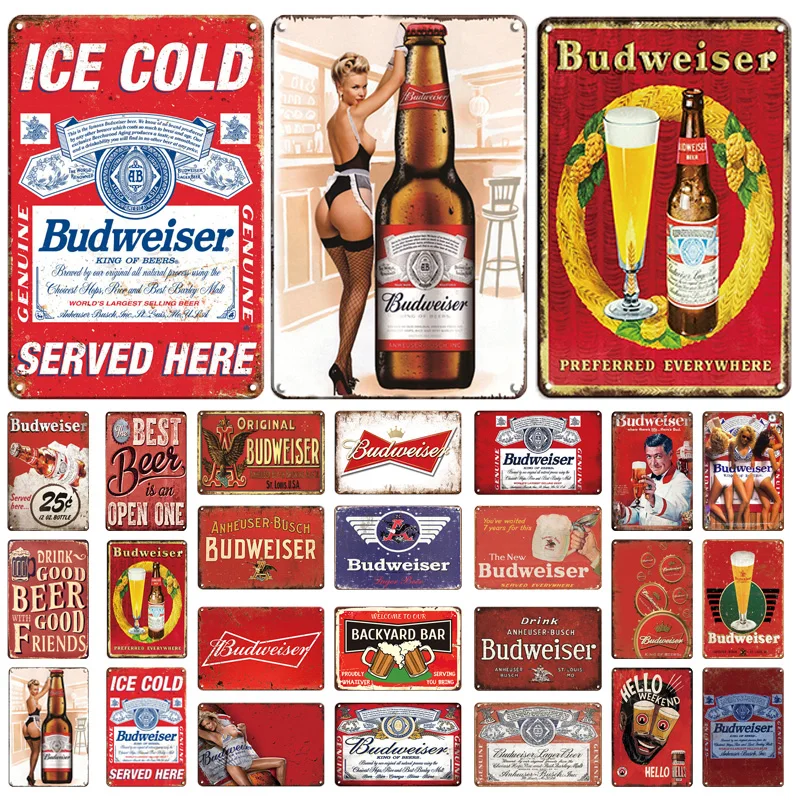 Ретро винтажный Американский пивной бренд Budweiser, металлический жестяной знак, декоративная винтажная металлическая пластина, бар, клуб, паб, мужская пещера, декор магазина
Ретро винтажный Американский пивной бренд Budweiser, металлический жестяной знак, декоративная винтажная металлическая пластина, бар, клуб, паб, мужская пещера, декор магазина