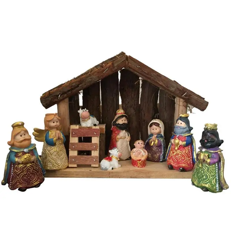 

Resin Nativity Figurines Set Delicate Nativity Sets For Christmas Indoor Outdoor Decorations 10Pcs Nativity Figurine Statues
